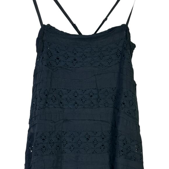 NWT Free People Shailee Dress Womens M Black Eyelet Ruffle Tiered Cottagecore - Picture 3 of 9
